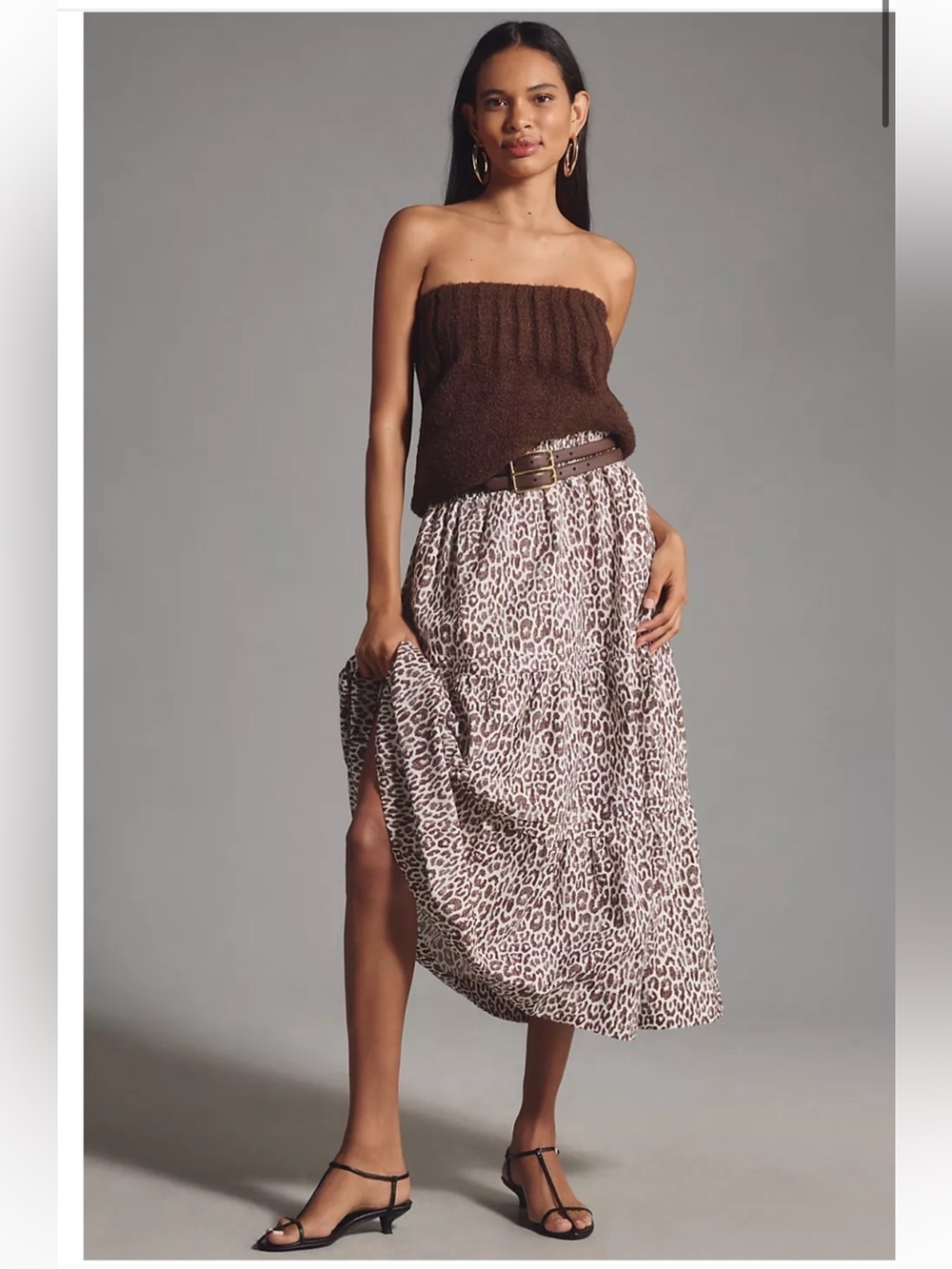ANTHROPOLOGIE The Somerset Maxi Skirt In Brown Animal Print Size Large NWT - Picture 11 of 11